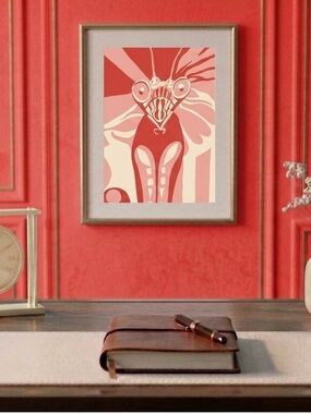 Painting by Khephra Abstract Red and Pink Wall Art Print Unframed